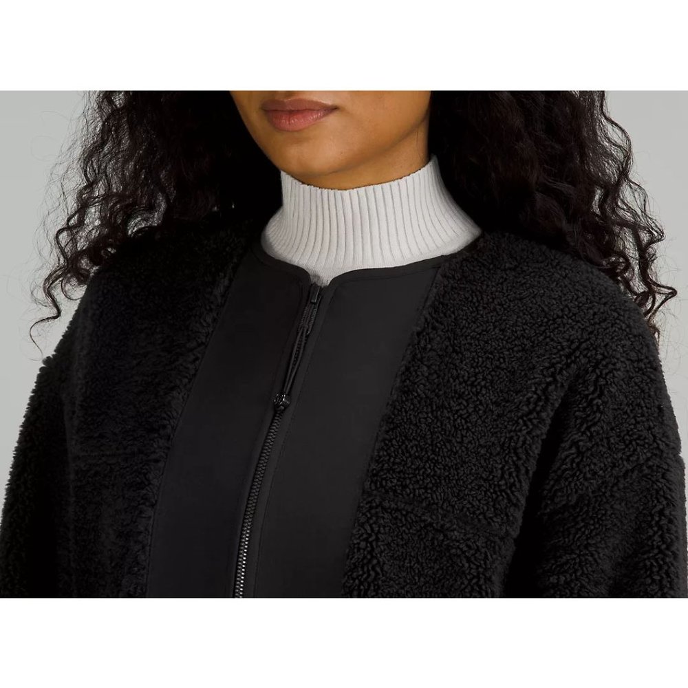 NEW Lululemon Collarless Textured Fleece Full Zip 14 Jacket Coat Longline $198 - Picture 4 of 16